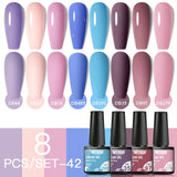 Hivava  -  6/8pcs Gel Nail Polish Set Nude Pink Gel Varnishes Kit Glitter Soak Off Uv Led Gel Semi Permanent Nail Art Gel Lacquer