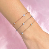 Hivava  -  Shiny Plated Gold Shiny Zircon Blue Flower Bracelet for Women Girl Korean Temperament Exquisite Jewelry Gifts