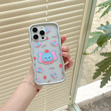 Hivava  Wave Plating Frame Phone Case For Iphone 15Pro 13Pro 15 13 Pro Max 15ProMax 14Pro Summer Cute Fruit Elephant Ins Red Chain Cover