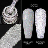 Hivava  -  Reflective Glitter Gel Pink Sparkling Sequins Gel Nail Polish Soak Off UV Nail Gel Semi-permanent Nail Art Decoration