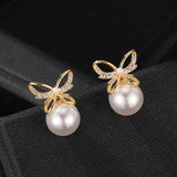 Hivava  -  French Elegant Butterfly Pearls Dangle Earrings For Women Fashion Jewelry New