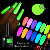 Hivava  -  Neon Fluorescent Glow-in-dark Gel Nail Polish Red Green Yellow Luminous UV LED Nails Gel Soak Off Nail Art Varnish