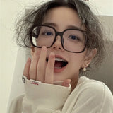 Hivava  Korean Big Frame Glasses Frame Girl Ins No Makeup Plain Glasses Men Eyewear Cute Decorative Computer Glasses