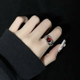 Hivava  -  Gothic Red Opal Irregular Natural Stone Rings Red Stone Rings for Women Y2K Animal Tail Spider Ring Aesthetic Creative Jewelry