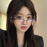 Hivava  Korean Tsquare Glasses Frame Girl Ins No Makeup Plain Glasses Men Light Eyewear Cute Decorative Computer Glasses