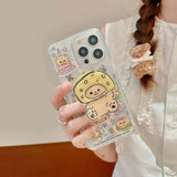 Hivava  Cheese Butter Bear Stand Holder Cute Cover For Iphone 15 11 13 15Pro 14Pro 12 14 Pro Max 15ProMax 13Pro Cartoon Flower Magnetic