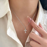 Hivava  -  sterling silver cross necklace cross-border new niche design senior sense clavicle chain