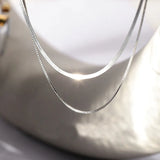 Hivava  S925 Silver Double Layer Box Chain Snake Clavicle Chain Necklace Female Fashion Hip-hop Retro Unique Design Fine Jewelry