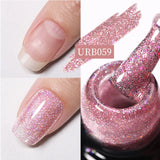 Hivava  -  7ml Sparkling Glitter Rubber Base Gel Nails Shining Glitter Semi Permanent Soak Off UV LED Varnish All for Manicure