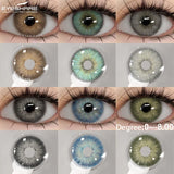 Hivava  2pcs Myopia Color Contact Lenses for Eyes Gray Pupils with Diopters Blue Eye Lenses Brown Natural Lenses Green Eye Lens