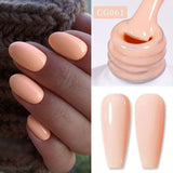 Hivava  -  Jelly Nude Gel Nail Polish 10ml Light Pink Peach Translucent Color UV Light Cure Gel Varnish Nail Art DIY at Home