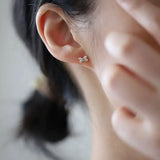 Hivava  -  Silver Color Zircon Bow Shape Stud Earrings for Women Simple Mini Korean Fashion Girl Jewelry Holiday Gift