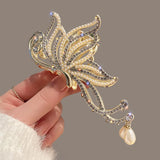 Hivava  -  Fashion Butterfly Hair Claw Rhinestone Pearls Hair Clips For Women And Girl Ponytail Claw Clip Hair Accessories Gifts