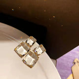 Hivava  -  New Fashion Double Square Transparent Earrings for Women Girls Luxury Sexy Glass Crystal Earrings Party Jewelry Gifts