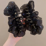 Hivava  -  Summer Sweet Mesh Tulle Big Bow Hair Claw Clips for Women Solid colours Elegant Bowknot Ponytail clip New Headdress Accessories