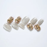 Hivava  10pcs Short Square Glossy Press-On Nails in Reflective Nude Glitter - Perfect for Stylish Women on the Go Spring Daily Wear