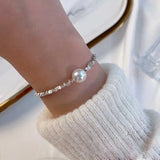 Hiava  -  New Fashion Silver Colour Pearl Bracelet Sparkling Exquisite Simple Women Fine Jewelry Accessories Wedding Party Gift