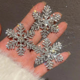 Hivava  -  1/5pcs Snowflake Rhinestone Hair Clips Crystal Hairpin for Women Barrette Wedding Bridal Christmas Ornaments Hair Accessories