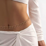 Hivava  Sexy Tassel Waist Chain Belt Zircon Rhinestone Belly Body Chain Fashion Trend Jewelry For Women Festival Rave Party Accessories