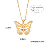 Hivava  -  jewelry Stainless Steel 18K Gold Plated Pave Zircon Butterfly Pendant Necklace Women Fashion Personality Wedding Gift Jewelry