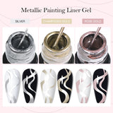 Hivava  -  Metallic Gold Sliver Pink 5ml Liner Gel Nail Art Polish Painting Mirror Gel Graffiti Stripe Design Varnish DIY