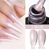 Hivava  -  7.5ml Glitter Nail Gel Polish Summer Laser Silver Nude Sequins Manicure Semi Permanent Soak Off Nail Art Gel Varnish