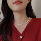 Hivava New Vintage Elegant Jewelry Simple White Pearl Chain Choker Necklace For Women Wedding 2024 Fashion Gifts