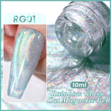 Hivava   -  Mint Green Color Cat Magnetic Gel Nail Polish Sparkle Glitter Gel Varnis Semi Permanent 10ml for Summer Manicure DIY