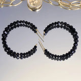 Hivava  -  Large Black Crystal Beaded Hoop Earrings for Woman Trendy Women's Circle Jewelry Accessories Free Shipping Rings Wholesale