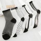 Hivava  Sexy Lace Mesh Fishnet Socks Mixed Fiber Transparent Stretch Elasticity Ankle Net Yarn Thin Women Cool Socks