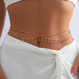 Hivava  Sexy Rhinestone Star Tassel Pendant Waist Belly Belt Chain for Women Summer Bikini Rave Body Jewelry Y2K Accessories