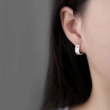 Hivava  -  New Fashion Silver Color Tulip Hoop Earrings for Women Elegant Sweet Enamel Dropping Oil Flower Huggies Ear Buckle Jewelry