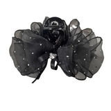 Hivava  -  jewelry Elegant Black Starry Cloud Bubble Rhinestone Hair Clip With Double-Sided  Bow Tie Ponytail Hair Claw Women Hair Accessories Gift