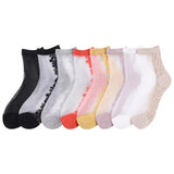 Hivava  Casual Fashion Women Lace Socks Crystal Glass Silk Short Thin Transparent Sexy Socks Funny Factory Direct Sale