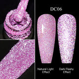 Hivava  -  Reflective Glitter Gel Pink Sparkling Sequins Gel Nail Polish Soak Off UV Nail Gel Semi-permanent Nail Art Decoration