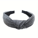 Hivava  -  Knitted Knotted Solid Wide Headbands Women Girls New Fashion Hair Hoop Simple Cross Knot Hairbands Headwear Hair Accessories