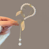 Hivava  - jewelry New Fashion Crystal fishtail hairpin Elegant Ponytail pearl tassel grab clip frog buckle style hairpin pan hair artifact