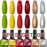 Hivava  -  6Pcs/Set Coffee Series Gel Nail Polish Autumn Nail Art Gel Varnish Semi Permanent Soak Off UV Gel Manicure Kit For Nails