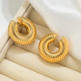 Hivava  -  Punk Non Piercing Chunky Circle Clip Earring for Women Gold Color Round Thread Texture Ear Cuff Thick Earclips Jewelry Gifts