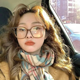 Hivava  Korean Big Square Glasses Frame Women Ins No Makeup Plain Glasses Men Eyewear Cute Decorative Computer Glasses