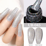 Hivava  -  7.5ml Gold Glitter Laser Nail Gel Polish Semi Permanent Varnish Soak Off UV LED Nail Art Base Top Coat Gel Manicure