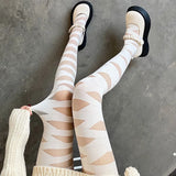 Hivava  Lolita Cross Straps Pantyhose Harajuku Bandages Hollowed Out Translucent Stockings Thin White Black Japanese Tied Long Socks