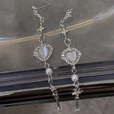 Hivava  -  Y2K Korean Star Tassel Heart Opal Hanging Earrings Cross Star Love Long Dangle Earring Elegant Aesthetic Heart Drop Earrings