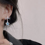 Hivava  -  Y2K Star Bow Crystal Drop Earrings for Women Elegant Zricon Bowknot Blue White Star Crystal Stud Earring Jewelry Party