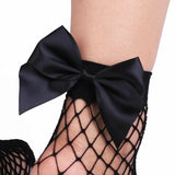 Hivava  Chic Women's Harajuku Breathable White Bow knot Fishnet Socks.Sexy Hollow out Mesh Nets Socks Ladies Girl's Lolita Style Bow Sox