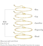 Hivava  -  Dainty Gold Plated Stackable Bracelets for Women Trendy Chain Bracelets Paperclip Adjustable Tennis Cute Jewelry