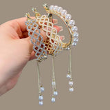 Hivava  Korean Rhinestone Tassel Pearl Hair Claws Bun Hair Clip Crab Women Barrettes Ponytail Holder Hairpins Fashion Hair Accessories