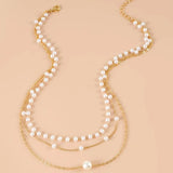 Hivava  Trend Elegant Jewelry Wedding Multilayer Pearl Necklace For Women Fashion White Imitation Pearl Choker Necklace N0323