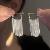 Hivava  -  Fashion Statement Gold Silver Color Long Metal Chain Bling Tassel Earrings for Women Wedding Ms Hot Jewelry Pendant Gift