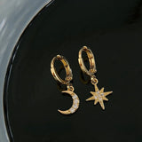 Hivava  -  Ramadan  Earrings Trendy Moon & Star Design Paved Shining Rhinestone Match Daily Outfits Party Accessories